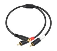 Cable divisor RCA Y para cable divisor RCA hembra a 2 machos, carcasa de aleación de aluminio, núcleo de cobre sin oxígeno, 30 cm, negro