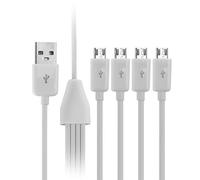 Cable divisor USB a micro USB, 4 en 1 USB 2.0 A macho a tres micro USB macho 1 a 4 cable de carga de sincronización Cable adaptador 50cm (blanco)