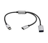 Cable divisor USB C macho a 2 hembra, sincronización rápida de datos de 480 Mbps y extensión de potencia para portátiles y consolas, cable divisor USB