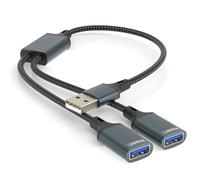 Cable divisor USB en Y de 0,35m,extensión USB A de 1 macho a 2 hembra,extensión de doble puerto para alimentación y datos,mini concentrador,compatible con PC,portátil,Mac,memoria usb,teclado y ratón