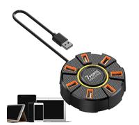 Cable divisor USB, expansores USB redondos de 7 puertos, divisor de concentrador USB de datos, accesorio práctico, portátil, multifuncional con luces coloridas para teclado, unidad flash
