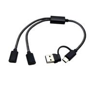 Cable divisor USB + tipo C macho a 2/3 hembra, conectores de cable de extensión de puertos, adaptadores divididos de alimentación de datos y carga, concentradores de transferencia de datos USB C