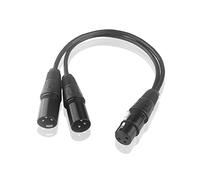 Cable Divisor XLR Cable Micrófono 1 Hembra a 2 Macho XLR Y Cable Adaptador Cable con Cubierta de PVC Micrófono Balanceado Divisor en Y para Mezclador de Grabación AMP Limiter Speaker(30cm, Negro)