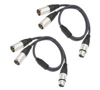 Cable divisor XLR, Devianl XLR y divisor 1 hembra a 2 macho, adaptador de cable de micrófono XLR hembra equilibrado a XLR macho doble, 2 pies, paquete de 2