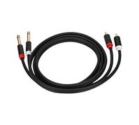 Cable Dual a TS 1/4in a Doble TS, tapón chapado en oro, carcasa de aluminio, pedales de mango de 360 grados, cable de 4,9 pies para reproductores de DVD CD