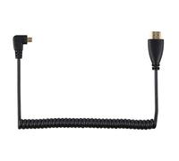 Cable elástico de resorte izquierdo y derecho en ángulo de 90 grados micro HDMI a HDMI macho HDTV para teléfono celular y tableta y cámara.