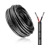 Cable Eléctrico 16 AWG 2x1,5mm² de 20 Metros, Cable Flexible de 2 Hilos de Cobre Estañado para 5V/12V/24V, Resistente a Altas Temperaturas, para LED, Automoción y Electrónica