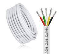 Cable Eléctrico 16 AWG 5x1,5mm² de 10 Metros, Blanco Cable Flexible de 5 Hilos de Cobre Estañado para 5V/12V/24V Blanco, Resistente a Altas Temperaturas, para LED, Automoción y Electrónica