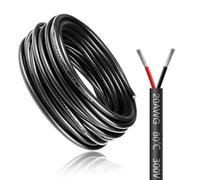 Cable Eléctrico 20 AWG 2x0,5mm² de 10 Metros, Cable Flexible de 2 Hilos de Cobre Estañado para 5V/12V/24V, Resistente a Altas Temperaturas, para LED, Automoción y Electrónica