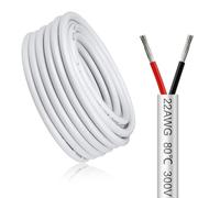 Cable Eléctrico 20 AWG 3x0,5mm² de 5 Metros, Blanco Cable Flexible de 3 Hilos de Cobre Estañado para 5V/12V/24V Blanco, Resistente a Altas Temperaturas, para LED, Automoción y Electrónica