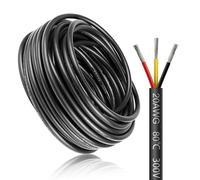 Cable Eléctrico 20 AWG 3x0,5mm² de 5 Metros, Cable Flexible de 3 Hilos de Cobre Estañado para 5V/12V/24V, Resistente a Altas Temperaturas, para LED, Automoción y Electrónica