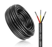 Cable Eléctrico 22 AWG 3x0,3mm² de 20 Metros, Cable Flexible de 3 Hilos de Cobre Estañado para 5V/12V/24V, Resistente a Altas Temperaturas, para LED, Automoción y Electrónica