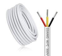 Cable Eléctrico 22 AWG 3x0,3mm² de 5 Metros, Blanco Cable Flexible de 3 Hilos de Cobre Estañado para 5V/12V/24V Blanco, Resistente a Altas Temperaturas, para LED, Automoción y Electrónica