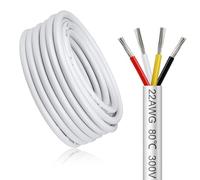 Cable Eléctrico 22 AWG 4x0,3mm² de 20 Metros, Blanco Cable Flexible de 4 Hilos de Cobre Estañado para 5V/12V/24V Blanco, Resistente a Altas Temperaturas, para LED, Automoción y Electrónica