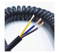 Cable eléctrico, Cable telescópico en espiral de 3 núcleos, cable resorte, eléctrico, alimentación negro extensible, 0,5 cuadrados, 2, m, 7(3 Core 17awg,Line length 2.5m)
