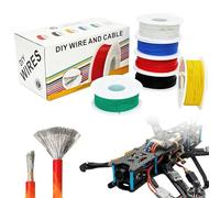 Cable eléctrico de 22 AWG, alambre de silicona, juego de 6 colores, 0,3 mm², 10 metros por bobina, alambre de cobre estañado, resistente a altas temperaturas, flexible para aviones RC, electrónica de