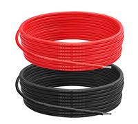 Cable Eléctrico de Silicona 10 AWG, 10 Gauge 5.3mm² Cable Eléctrico 10m(5m Rojo + 5m Negro), Flexible 0.08 mm Cable Cobre Estañado de Alta Temperatura para Proyectos Arduino RC Cars Boat Drones
