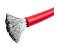 Cable eléctrico de Silicona 1M/2M, Negro, Rojo, inversor Ultra Suave, batería, Arranque automático Coche, 1AWG, 2AWG, 4AWG, 5AWG, 6AWG, 7AWG(Red 2m,2 AWG)