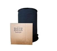 Cable eléctrico redondo de tela negra premium de 2 m para bricolaje y restauración - Textil, elegante y chic para lámparas y oficina en casa (Negro, 2 meter)