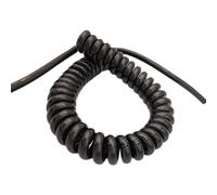cable en espiral, Cable de alimentación extensible 2 núcleos, negro, con resorte telescópico, espiral, 24 AWG, 20, 17, 14,5-7,5 metros(2 core 20AWG,Line length 7.5 meter)