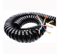 cable en espiral, Cable espiral expansible de 6 núcleos y 0,2 milímetros cuadrados, cable alimentación telescópico con resorte color negro, calibre 24 AWG(2.meter)