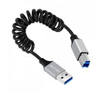 Cable en espiral extensible CY USB3.0 Tipo A macho a USB3.0 Tipo B macho, extensión de 100 cm, 5 Gbps para disco, impresora, cámara y datos.