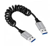 Cable en espiral extensible CY USB3.0 Tipo A macho a USB3.0A macho, extensión de 100 cm, 5 Gbps para datos de disco SSD y cámara