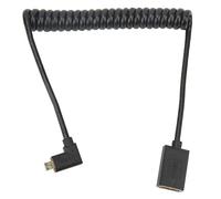 Cable en Espiral Micro HDMI a HDMI, 8K 60Hz Adaptador Micro HDMI a HDMI Cable Macho a Hembra, OD4.0 Cámara Tableta a TV Cable de Conexión Universal 1.2m (Doblado a la Derecha de 90 Grados)