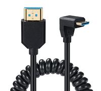 Cable en espiral Mini HDMI a HDMI 2.1 de 8 K, cable HDMI dorado de resorte a mini HDMI, 8K a 60Hz 4 8Gbps, compatible con HDR dinámico para cámaras, videocámara