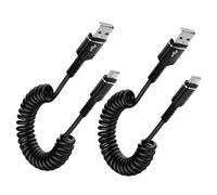 Cable en espiral USB C, 2 unidades, 0,4 M-1,8 M, USB a USB C, cable de carga rápida, cable de carga rápida para coche Android, cable de carga USBC, cable de datos para Samsung Galaxy S25 Ultra S24 S23