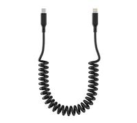 Cable en Espiral USB-C a Lightning Apple Carplay [Certificado MFi], Retráctil para Coche Con Sincronización, para iPhone/iPad