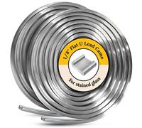 Cable en U plano de 1/8"" para vidrieras | 2 Hobby de 6 pies vino para vidrieras | Fuerte y maleable para una soldadura suave | Ideal para paneles