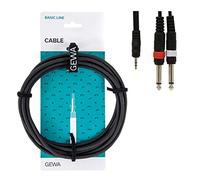 Cable en Y GEWA Basic Line 6 m, negro, 1x clavija estéreo de 3,5 mm - 2x clavija mono de 6,3 mm, 190130