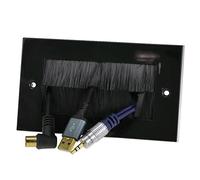 Cable Entry/Exit Cepillo Placa Frontal Para Pared Salida UK Doble Grupo Negro [Black Double]