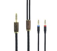 Cable equilibrado de 3 m/10 pies 4.4 mm 6N OCC cobre chapado en plata, carcasa de madera de nogal compatible con auriculares Hifiman Sundara, Ananda, Arya, HE4XX, HE-400i (versión de 2x3.5 mm)