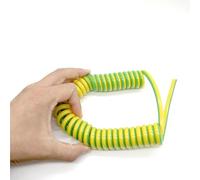 Cable espiral telescópico de resorte, Cable de resorte espiral con conexión a tierra, 4 metros longitud, 1 núcleo, amarillo, verde, varios AWG(18AWG)