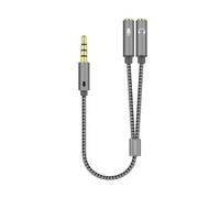 Cable Estéreo Aisens A128-0415/ Jack 3.5 Macho - 2x Jack 3.5 Hembra/ 25cm/ Gris