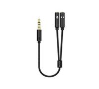 Cable Estéreo Aisens A128-0416/ Jack 3.5 Macho - 2x Jack 3.5 Hembra/ 25cm/ Negro
