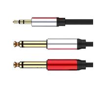 Cable estéreo de 3,5 mm a doble de 1/4 de pulgada - Cable divisor de audio blindado Chaqueta reforzada Longitud de 1,5 m Conexión duradera | Actuación en viva Teclado DJ Studio Equipo de música para e
