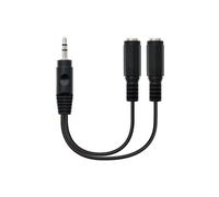 Cable estéreo nanocable 10.24.1200/ jack 3.5 macho - 2x jack 3.5 hembra/ 15cm/ negro