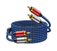 Cable estéreo RCA de 2 pies, NC XQIN 2RCA macho a 2RCA macho cable de audio estéreo chapado en oro. para cine en casa, HDTV, amplificadores, sistemas de alta fidelidad