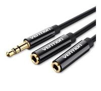 Cable Estéreo Vention BBSBY/ Jack 3.5 Macho - 2x Jack 3.5 Hembra/ 30cm/ Negro