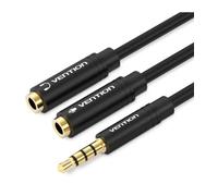 Cable Estéreo Vention BBVBY/ Jack 3.5 Macho - 2x Jack 3.5 Hembra/ 30cm/ Negro