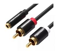 Cable Estéreo Vention VAB-R01-B100/ Jack 3.5 Hembra - 2x RCA Macho/ 1m/ Negro