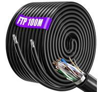Cable Ethernet 100 metros, Cat 6 Alta Velocidad Cable de Red 100m FTP Blindado Cable RJ45, Exterior Interior Cable LAN Gigabit Cable Internet, 23AWG Largo Cable Wifi para PS5/4 Router Switch Módem