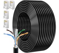 Cable Ethernet 15 Metros, Cat 6 Cable de Red FTP Blindado Cable a Granel Rj45 Network Cable Negro Cable Internet Alta Velocidad Cable Lan 250MHz Cabo de Rede para Enrutador Módem