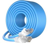 Cable Ethernet 20 Metros, Cat 7 Alta Velocidad Cable de Red 20m Cable RJ45 Exterior Interior, SFTP Triple Blindaje Cable Internet 10Gbps 600MHz, 24AWG Anti-interferencia Cable Patch para Rúter Switch