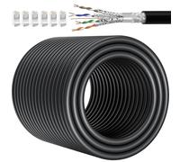 Cable Ethernet 60 Metros, Cat 7 Cable Lan 60m Blindado Cable de Red Bobina Alta Velocidad 10Gbit 600MHz Cable RJ45 Gigabit Interior Exterior Negro Cable Internet Impermeable y Antiinterferencia