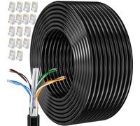 Cable Ethernet 80 Metros, Cat 6 Cable de Red Exterior FTP Blindado Cable a Granel Rj45 Network Cable Negro Cable Internet Alta Velocidad Cable Lan 250MHz Cabo de Rede para Enrutador Módem