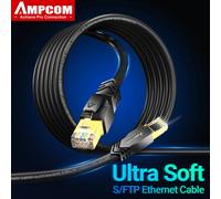Cable Ethernet AMPCOM, Cable de red ultrasuave de alta velocidad RJ45 Cat6A/7/8 para enrutador, módem, PC, Cable de conexión de Internet de primera calidad CAT6A Gray